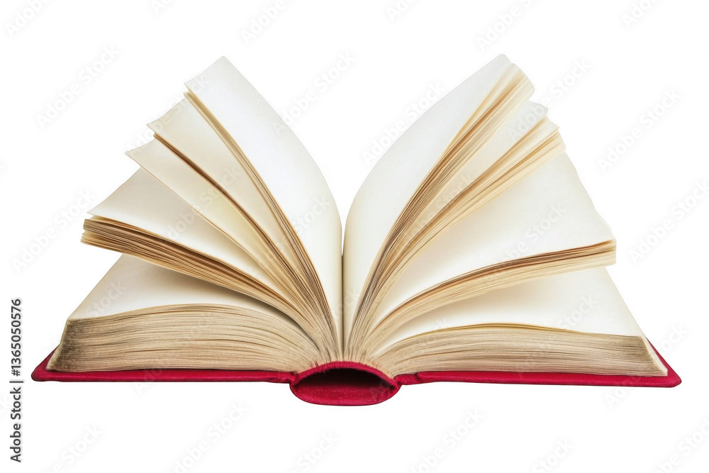 An open book with blank pages on a white background, with a red cover, png An open book with blank pages on a white background, with a red cover, png