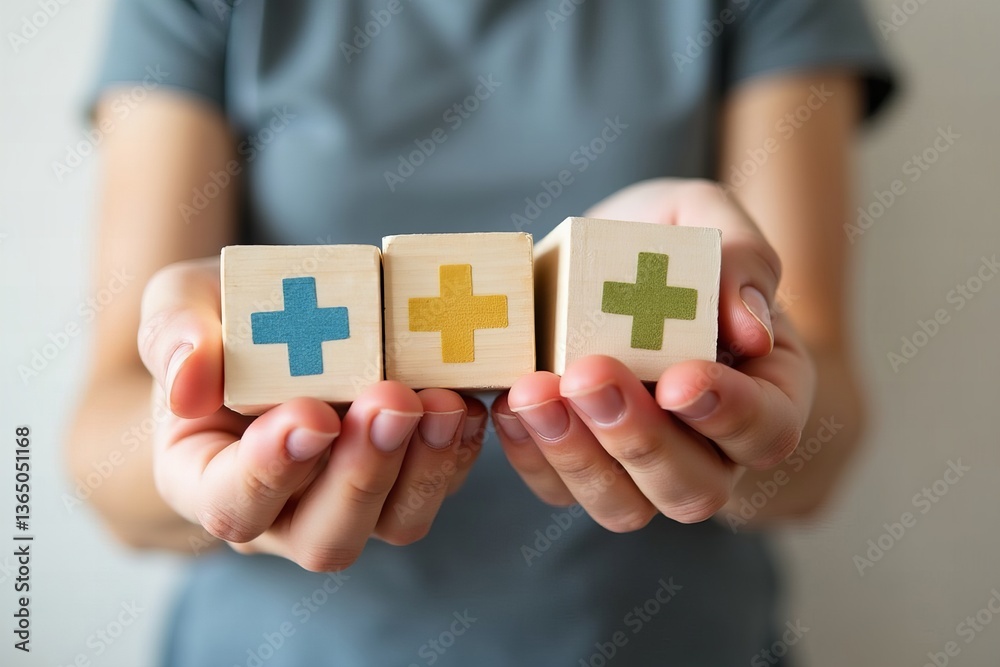 Embracing Personal Growth and Development: Person Holding Plus Sign Cubes Embracing Personal Growth and Development: Person Holding Plus Sign Cubes