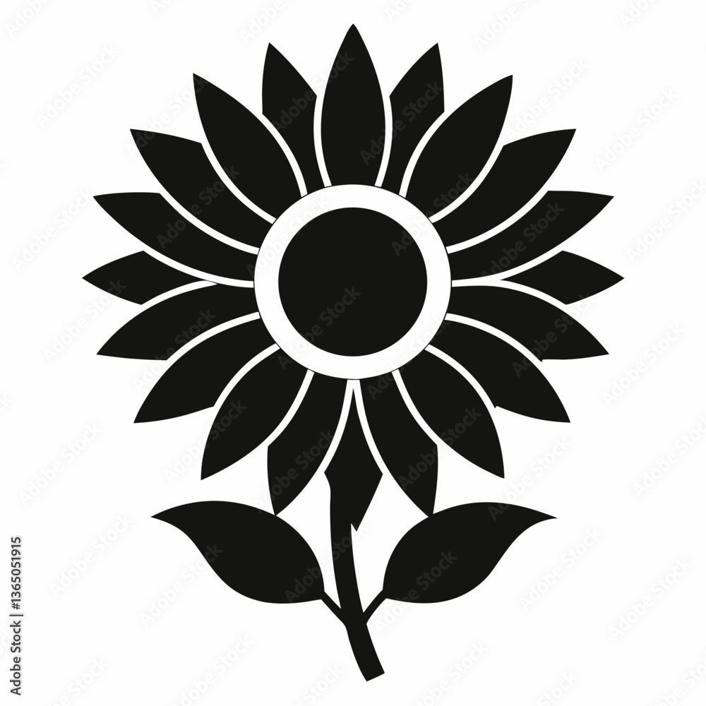 Fototapeta premium sunflower silhouette icon on white background 