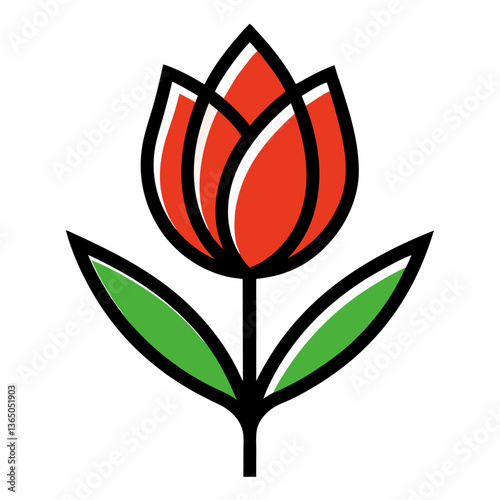 tulip icon on white background 
