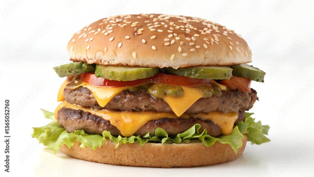 Massive Triple Patty Cheeseburger with Pickles and Onions
Massive Triple Patty Cheeseburger with Pickles and Onions