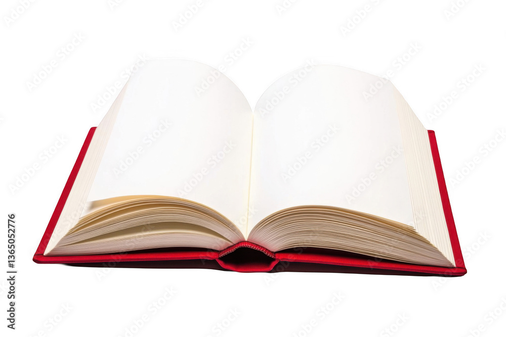 An open book with blank pages on a white background, with a red cover, png An open book with blank pages on a white background, with a red cover, png