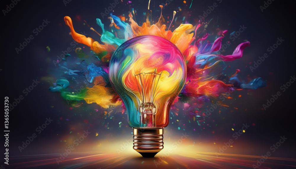 light bulb generating colorful explosion of ideas and creativity light bulb generating colorful explosion of ideas and creativity