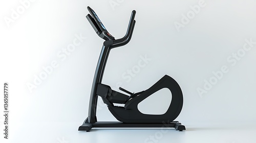 A black exercise bike with a blue screen