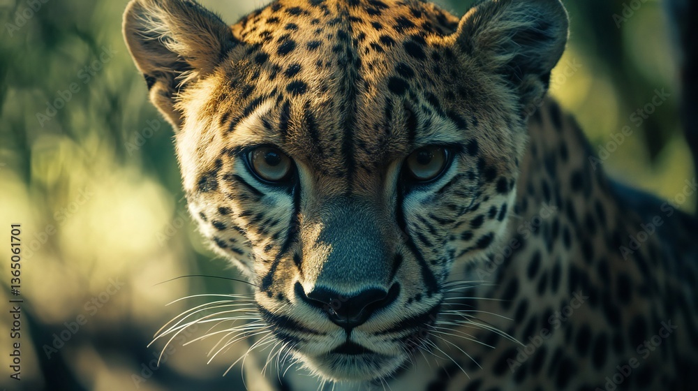 Obraz premium A close up portrait of a spotted feline animal face