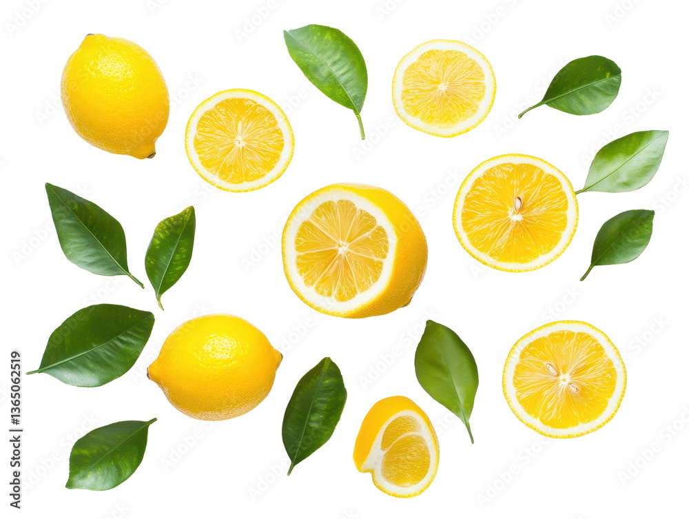 Isolated Fresh Lemons and Leaves Isolated Fresh Lemons and Leaves