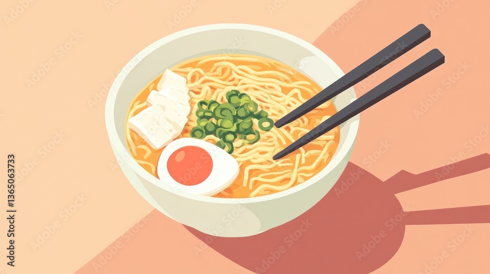 Bowl of ramen with chopsticks, food illustration Bowl of ramen with chopsticks, food illustration