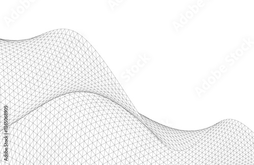 Abstract Wireframe Waves - Futuristic Geometric Mesh Background - Vector Illustration