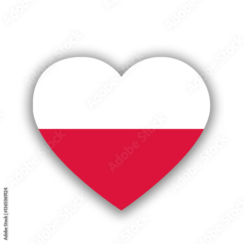 Free Download Polish national flag in heart shape isolated on white. Illustration - GFXLoad