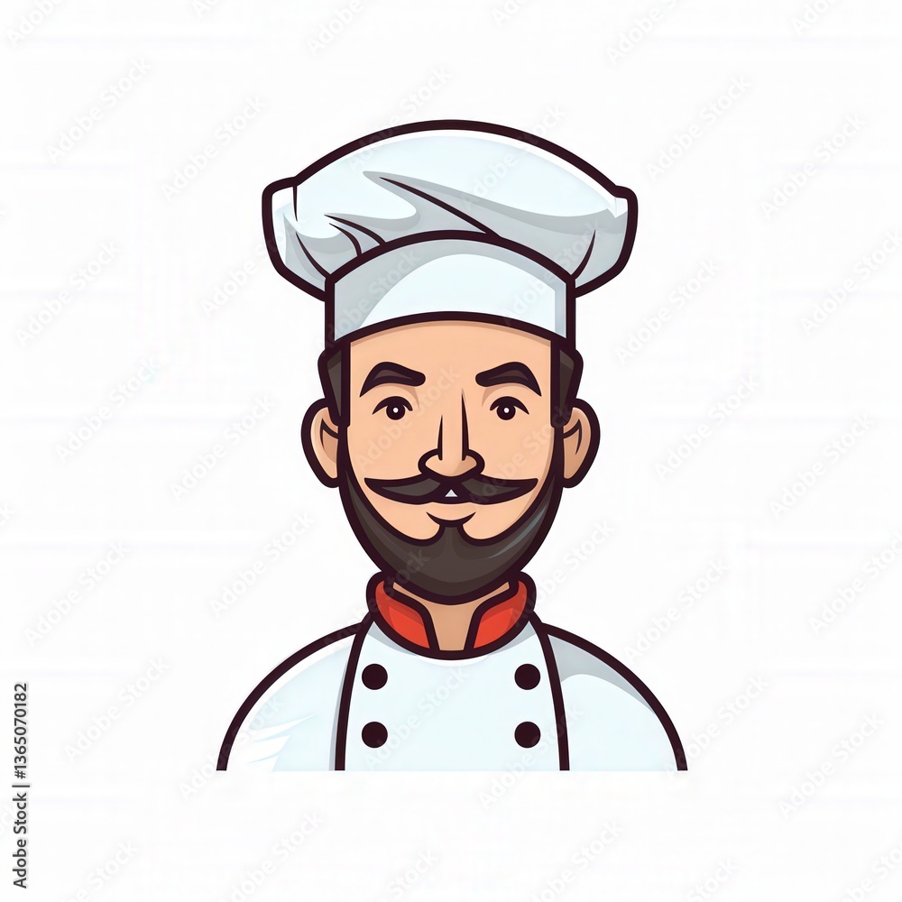 Chef's Hat and Uniform with Striped Shirt Chef's Hat and Uniform with Striped Shirt