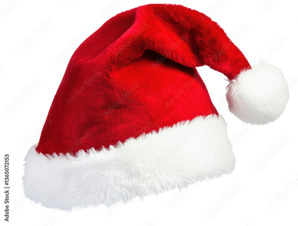 A red Santa hat isolated on a white background, png A red Santa hat isolated on a white background, png