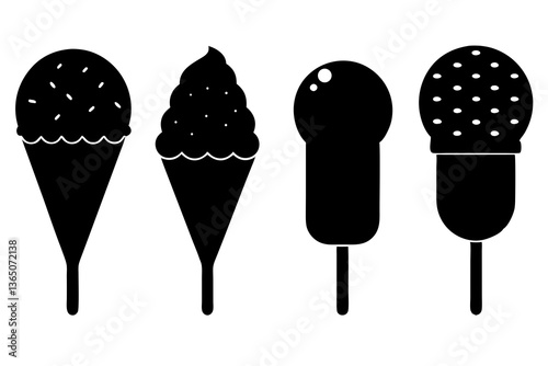 set of Ice cream silhouette vector illustration