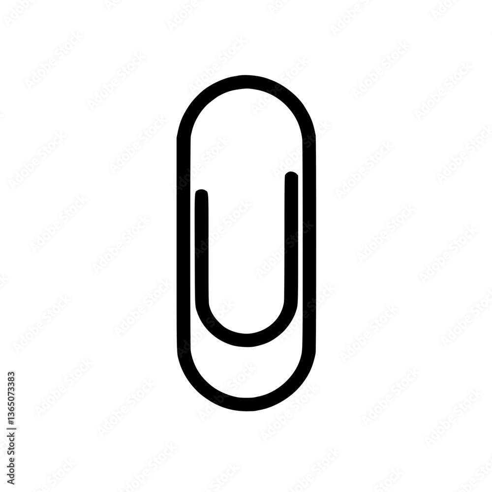 Simple minimal line art of a metal paperclip on a A classic office supply essential for keeping documents organized and together Simple minimal line art of a metal paperclip on a A classic office supply essential for keeping documents organized and together