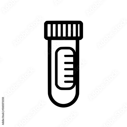 and line art depicting a sample collection vial medical supply laboratory equipment and clinical analysis tool