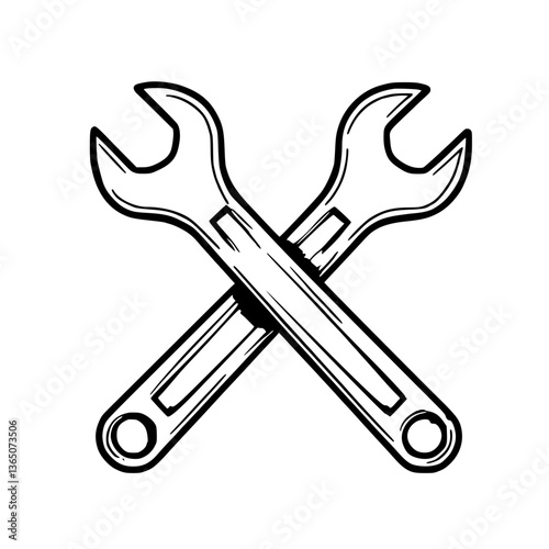 Crossed wrenches essential tools for repair and maintenance symbolize mechanical skill and problem-solving A reliable sign of hands-on expertise