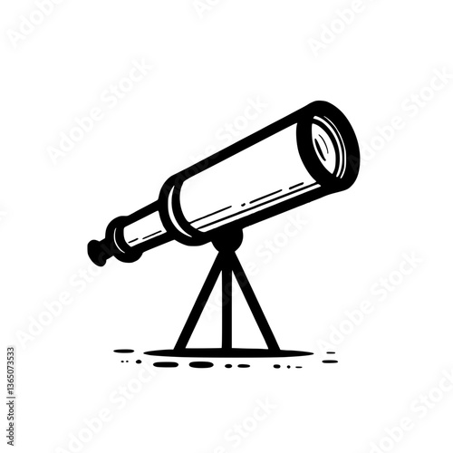 An illustration of a telescope used for viewing objects in space planets and stars The optic sits atop a sturdy tripod