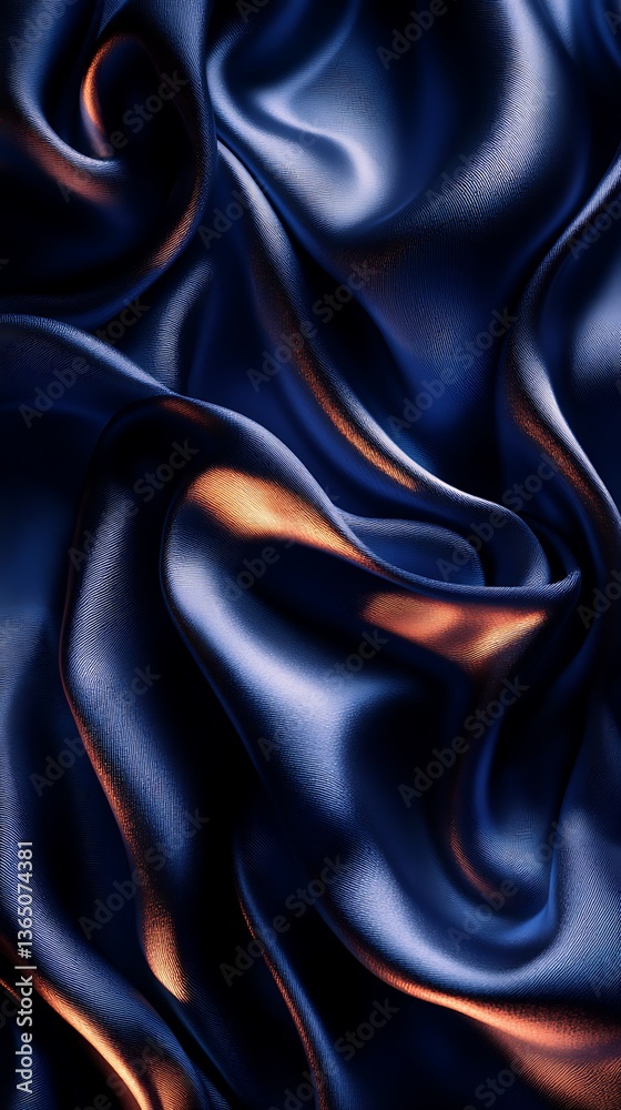 Fototapeta premium Luxurious Dark Blue Silk Fabric with Elegant Folds