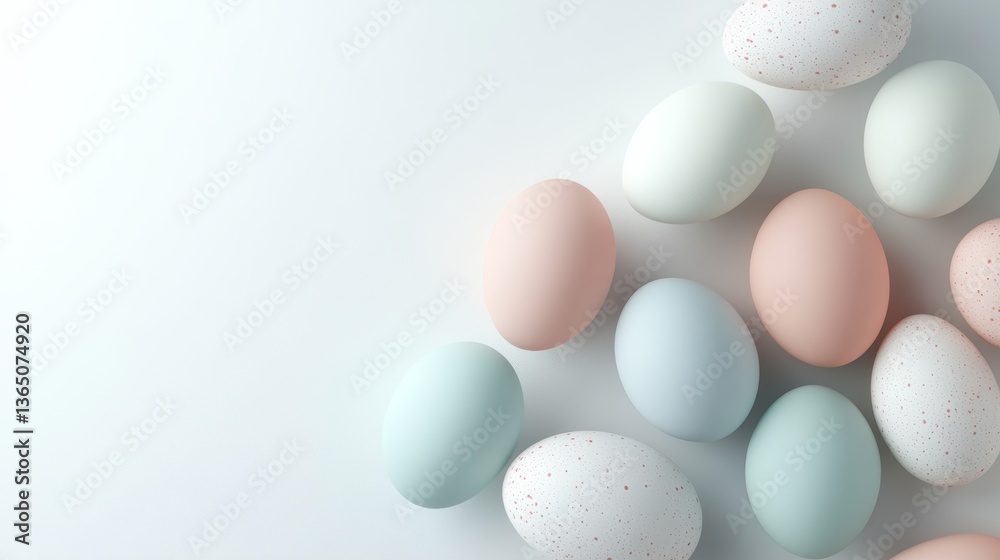 Colorful pastel eggs arranged on a light surface, ideal for festive celebrations and decorative purposes, showcasing a variety of soft hues and textures, perfect for spring Colorful pastel eggs arranged on a light surface, ideal for festive celebrations and decorative purposes, showcasing a variety of soft hues and textures, perfect for spring