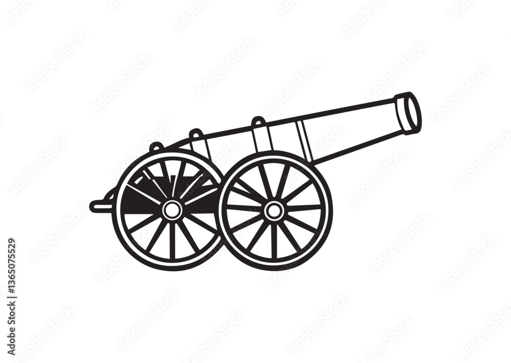 Fototapeta premium Cannon silhouette vector