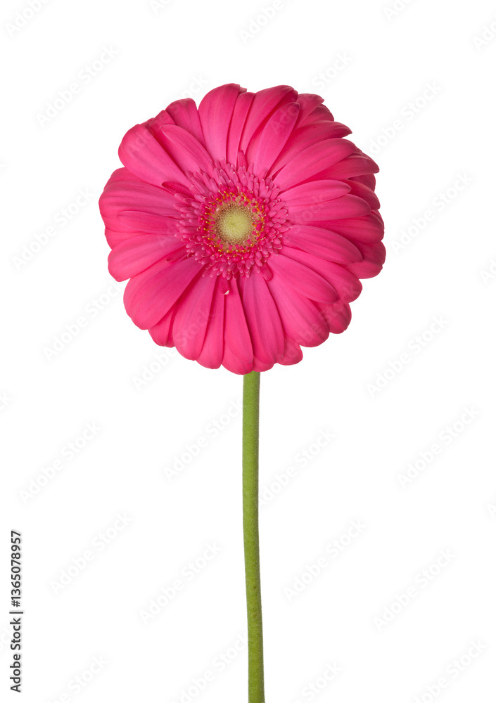 Gerbera flower of magenta color isolated on white background.