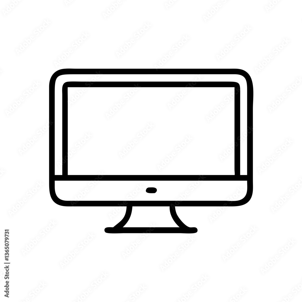 Icon of a Computer Monitor in Minimalist Style Icon of a Computer Monitor in Minimalist Style