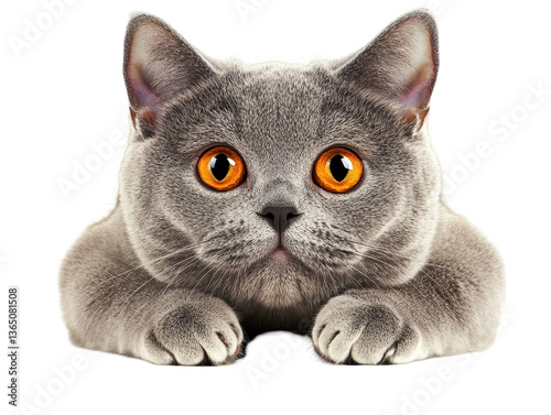 Isolated British Shorthair Cat Resting