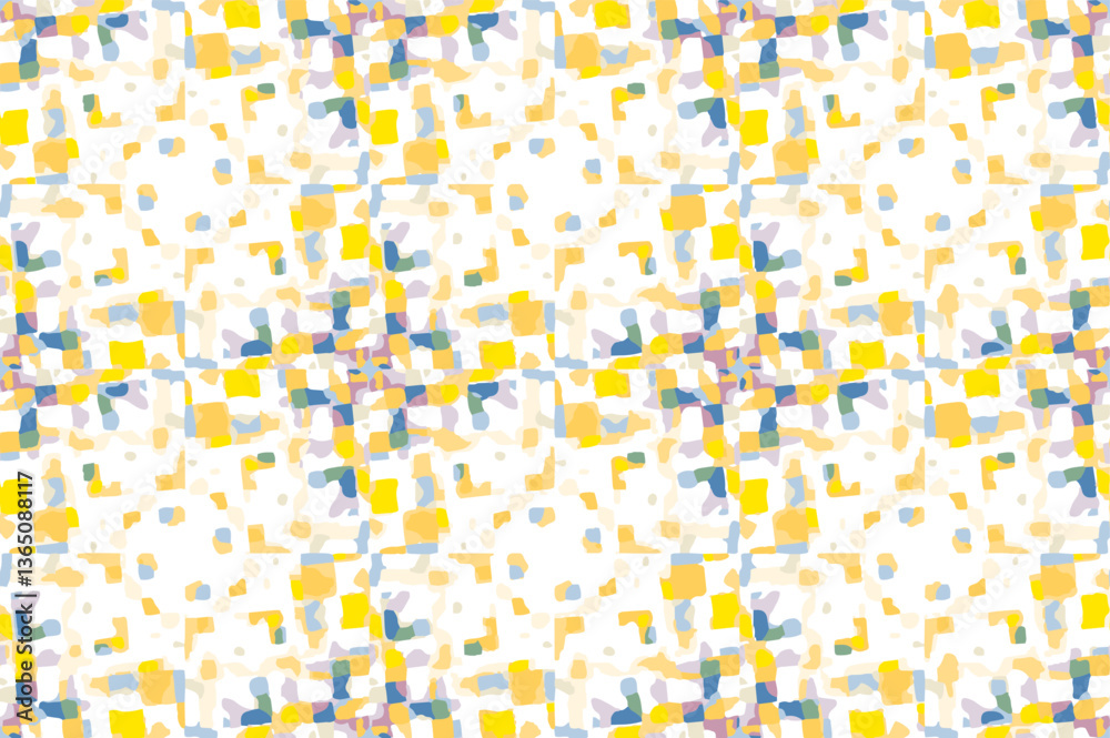 Abstract geometric pattern. Yellow, blue, and white tones. Irregular square shapes. Overlapping layers. Digital illustration. Modern design. Vibrant colors. Playful aesthetic. Seamless repeat. Abstract geometric pattern. Yellow, blue, and white tones. Irregular square shapes. Overlapping layers. Digital illustration. Modern design. Vibrant colors. Playful aesthetic. Seamless repeat.