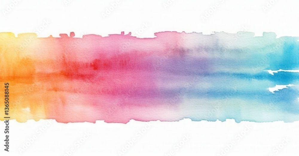 Obraz premium Watercolor Painting of a Rainbow-Colored Cloudscape