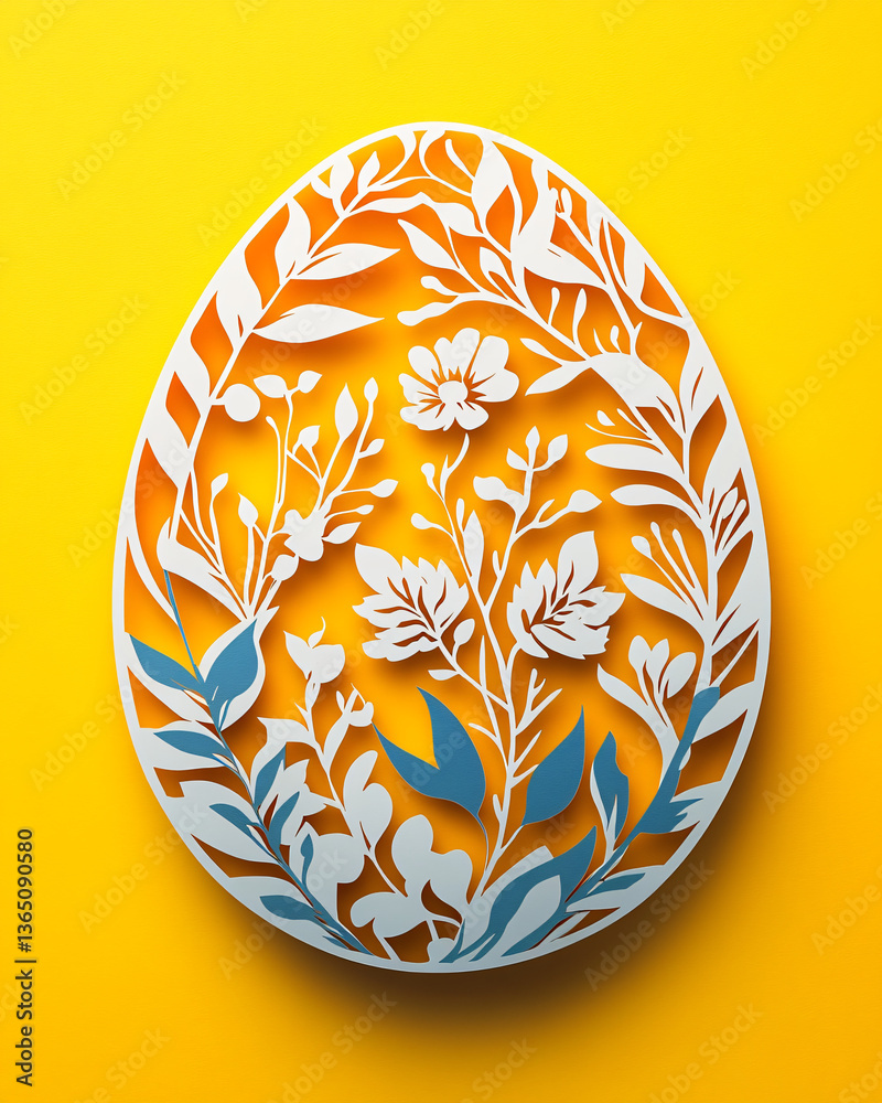 Fototapeta premium Easter paper cut card with eggs 