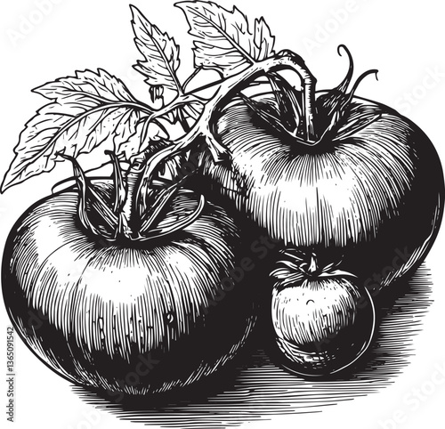 Tomatoes drawing vintage vector illustration
