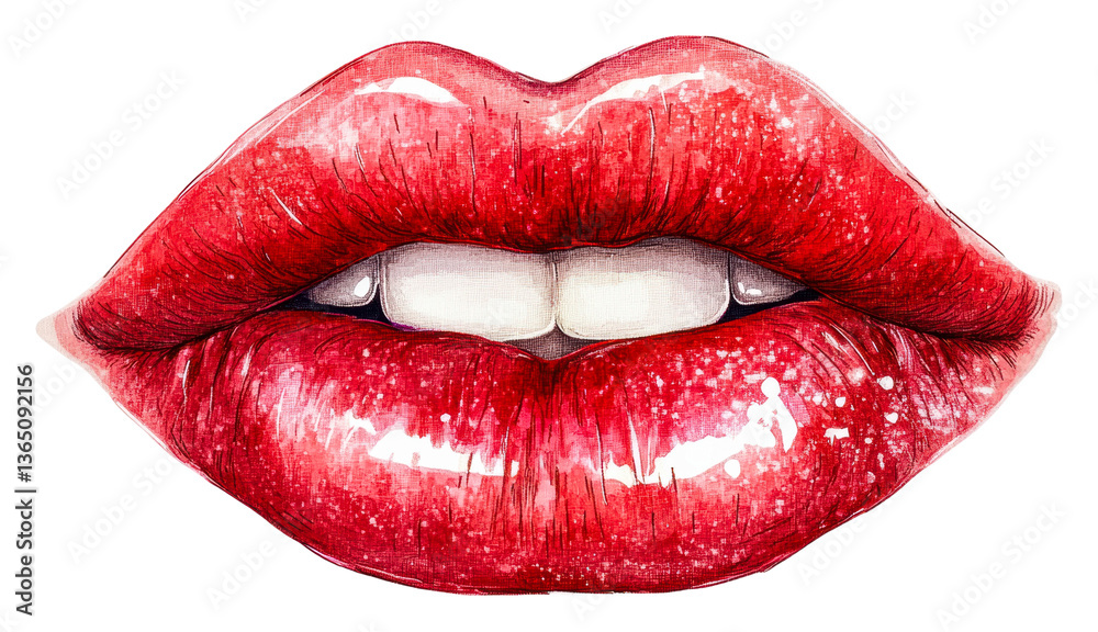 Obraz premium Vibrant lip digital graphic design creative cut out