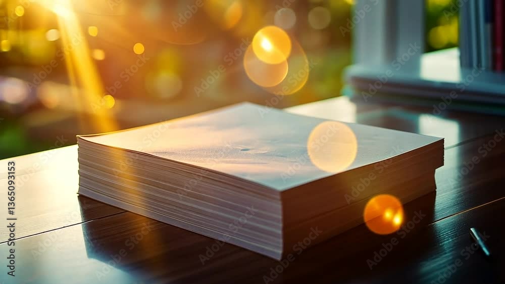 Bücherstapel mit warmem Licht
