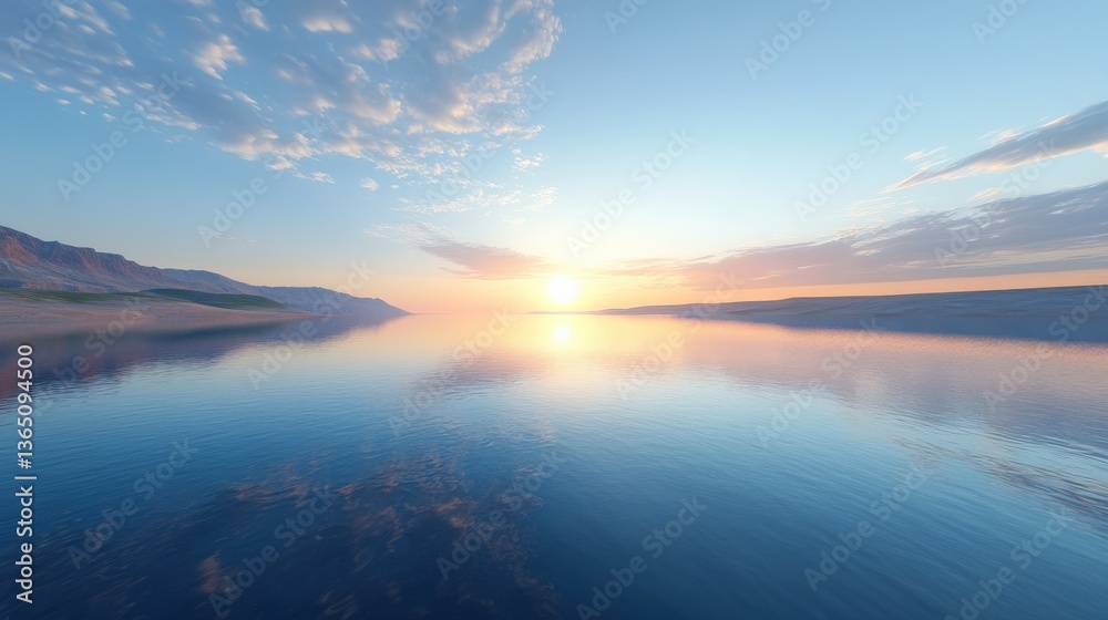 Fototapeta premium Serene Sunset Over a Calm River