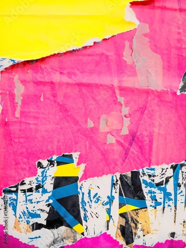 grunge punk ripped paper posters magazine collage layered glued wrinkled background with copy space 