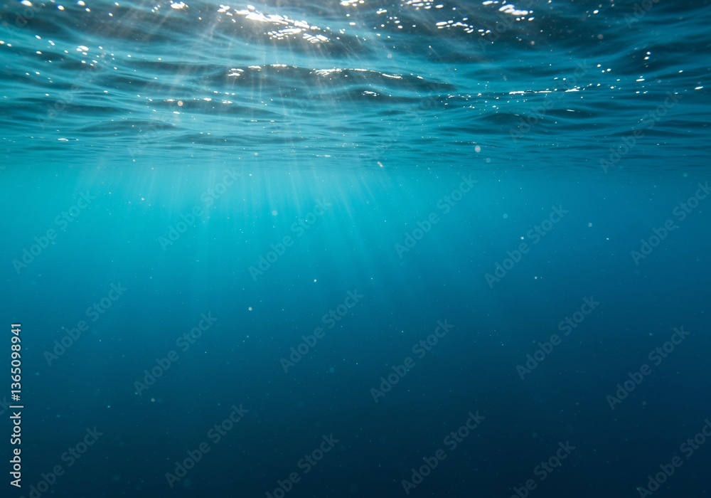 Obraz premium 深海、輝く光線、穏やかな青の神秘