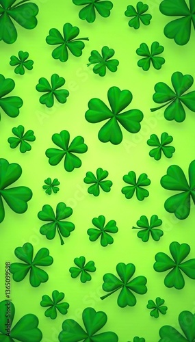 Seamless pattern of green background with shamrocks, vector illustration,  decorative,  vector