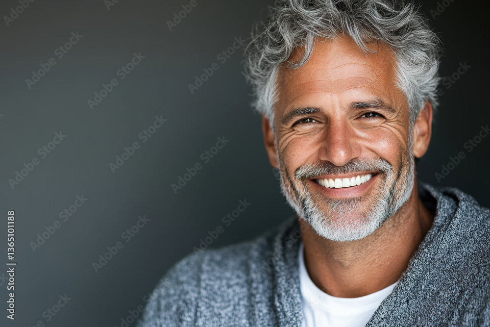 Obraz premium Smiling Mature Man with Gray Hair 
