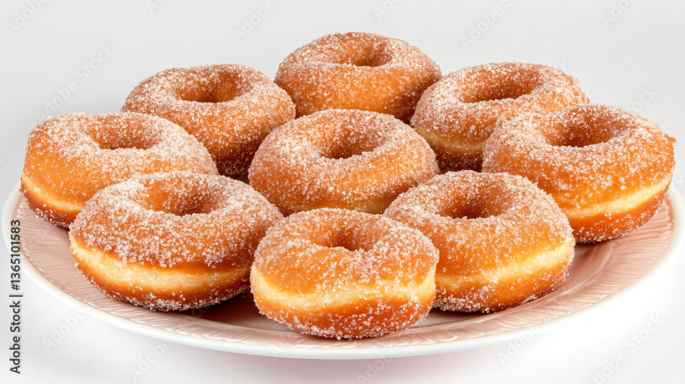 Doughnut Delights: A close-up of a plate of glazed doughnuts, enticing with their fluffy textures and sweet dusting of sugar, ready to be savored. Doughnut Delights: A close-up of a plate of glazed doughnuts, enticing with their fluffy textures and sweet dusting of sugar, ready to be savored.