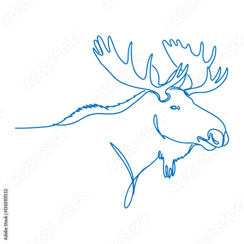 Minimalist moose head logo in a modern line art style with bold antlers