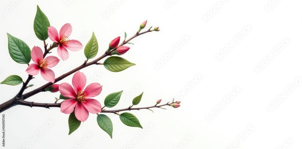 Fototapeta premium Isolated branches with leaves on white background, floral, branches