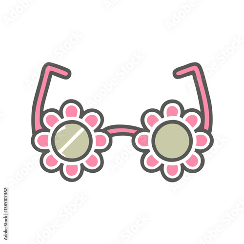 Playful Flower Glasses Character Design Against White Background  