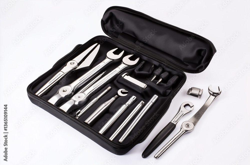 A sturdy metal toolset isolated on a white background exemplifies quality craftsmanship for professional work A sturdy metal toolset isolated on a white background exemplifies quality craftsmanship for professional work