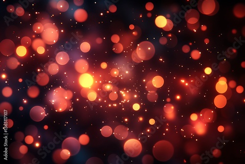 Abstract image showing many bokeh orange and red lights