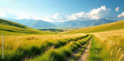 Rolling meadowland in Sweet Grass Hills with tracks running through, Montana,  tracks,  rolling meadowland photo
