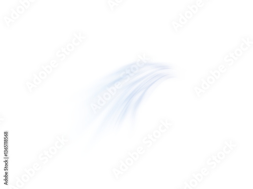 Soft blue air and water flow wave vector with curved motion and transparent glow. Clean and fresh effect symbolizing filtration, purification, wind, and aromatic spray. Ideal for eco or HVAC designs.