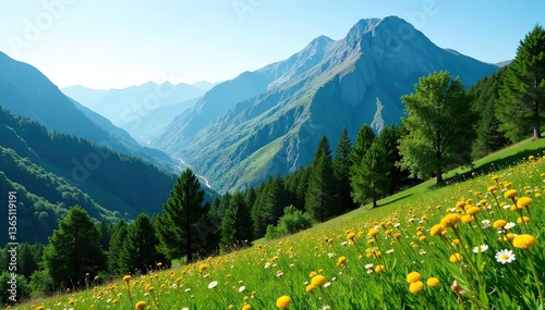 Lush green forest covering Figueroa Mountain with wildflowers blooming,  exploration,  wilderness