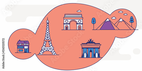 Paris Skyline Vector SVG - Editorial Illustration