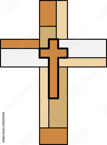 Geometric Multi-color Cross with smaller cross at the center