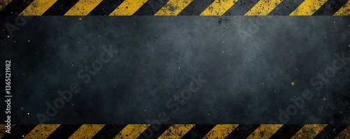Grunge dark grey background with black and yellow warning stripes,  industrial,  dark