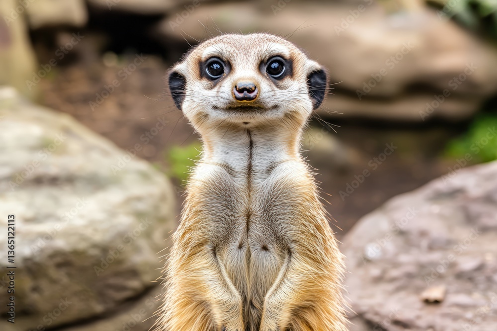 Fototapeta premium Meerkat - Suricata suricatta in a group in its natural habitat plays in a group.. Beautiful simple AI generated image